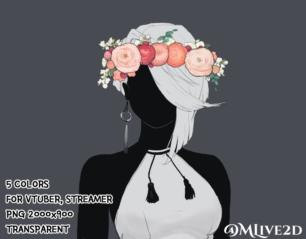 【Vtuber素材】花冠 Flower crown 【VTubeStudio対応】 5色