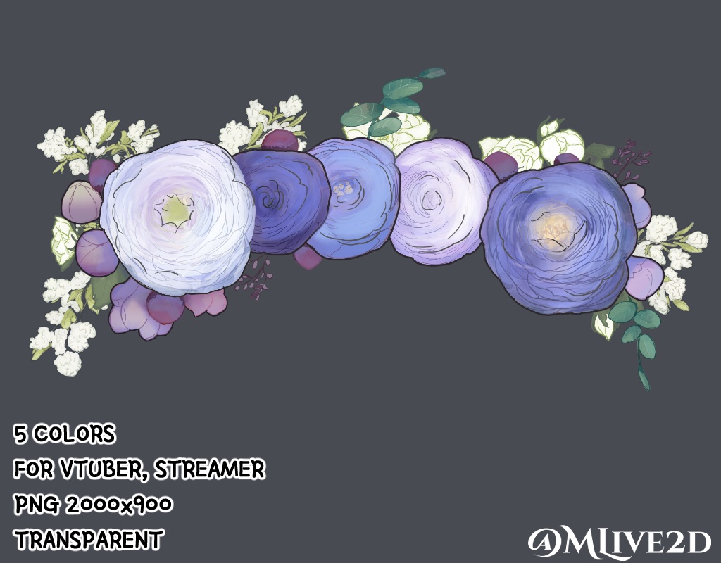 【Vtuber素材】花冠 Flower crown 【VTubeStudio対応】 5色