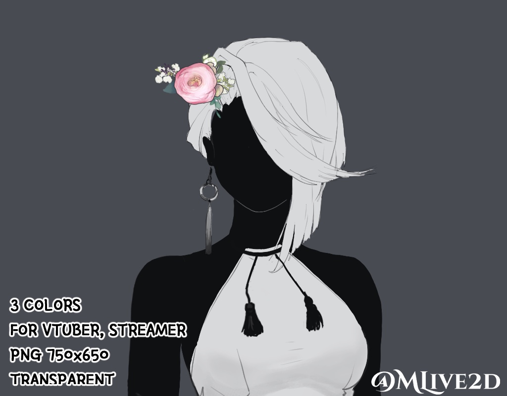 【Vtuber素材】花のヘアピン Flower pin【VTubeStudio対応】 3色