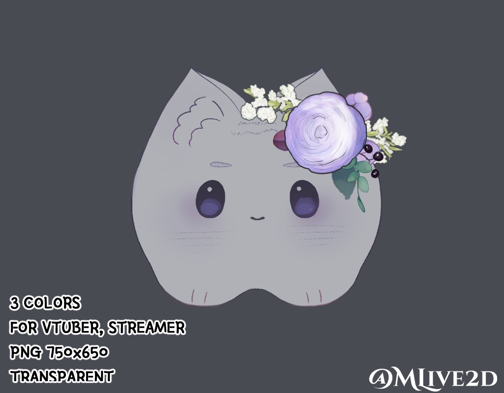 【Vtuber素材】花のヘアピン Flower pin【VTubeStudio対応】 3色