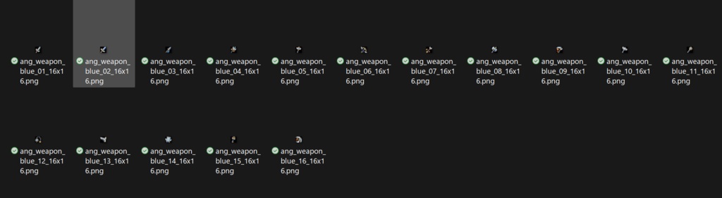 【ゲームアイコン素材】天使モチーフ武器パック16種×7色 112個セット
