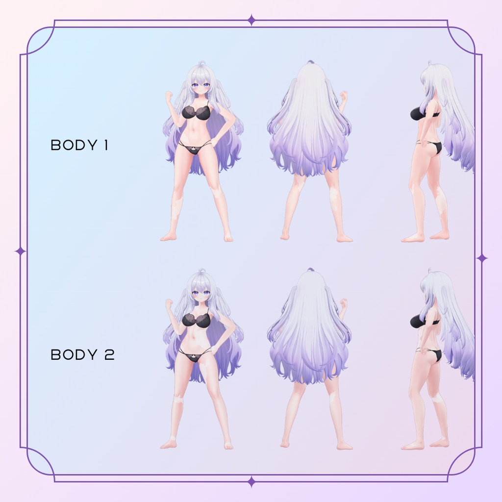 Vitiligo skin face & body - For Manuka, Airi, Selestia (2 versions set)