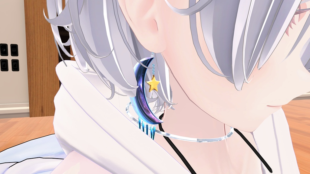 【VRChat想定】アクセサリー「Luna earring」【Phys bone】