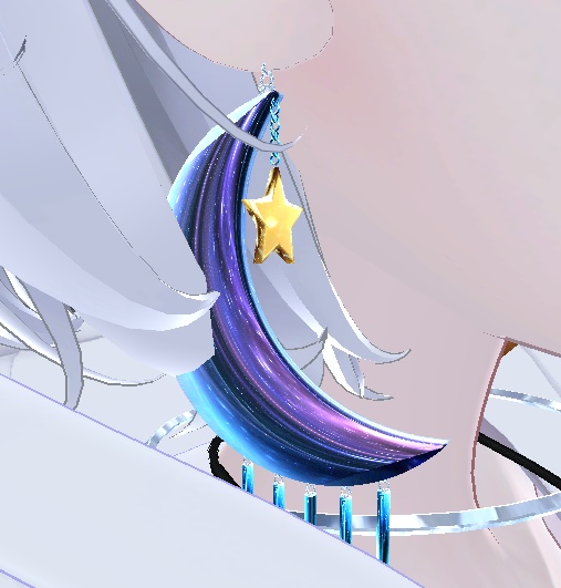 【VRChat想定】アクセサリー「Luna earring」【Phys bone】