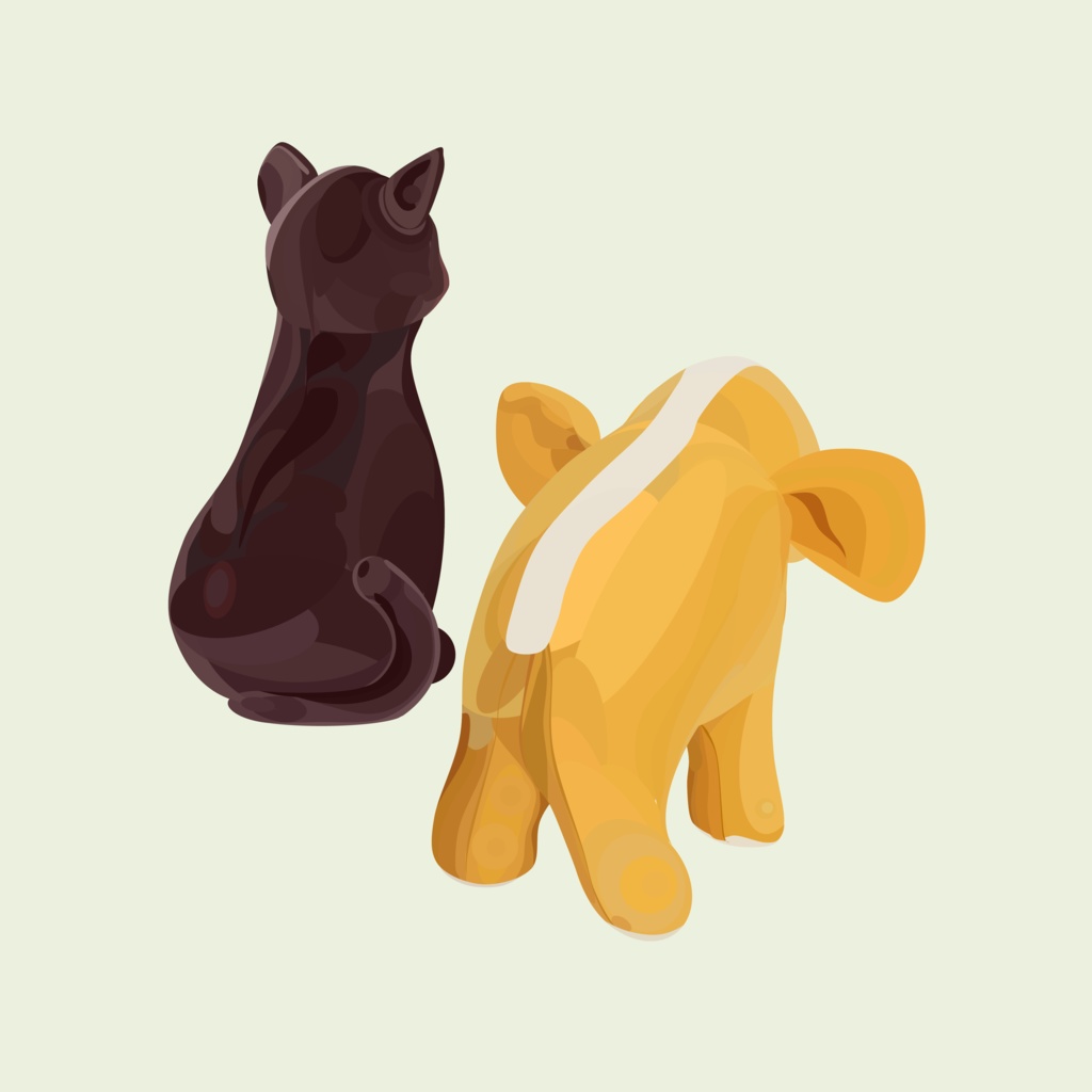 ぬいぐるみ・ネコ・ゾウのイラスト素材セット【パワポ図形作成】