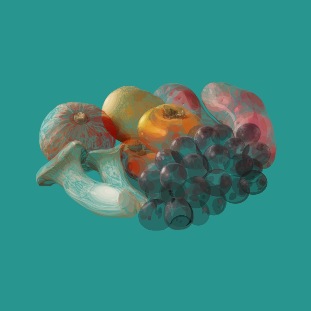 野菜・果物の油絵風のイラスト素材セット【パワポ図形作成】