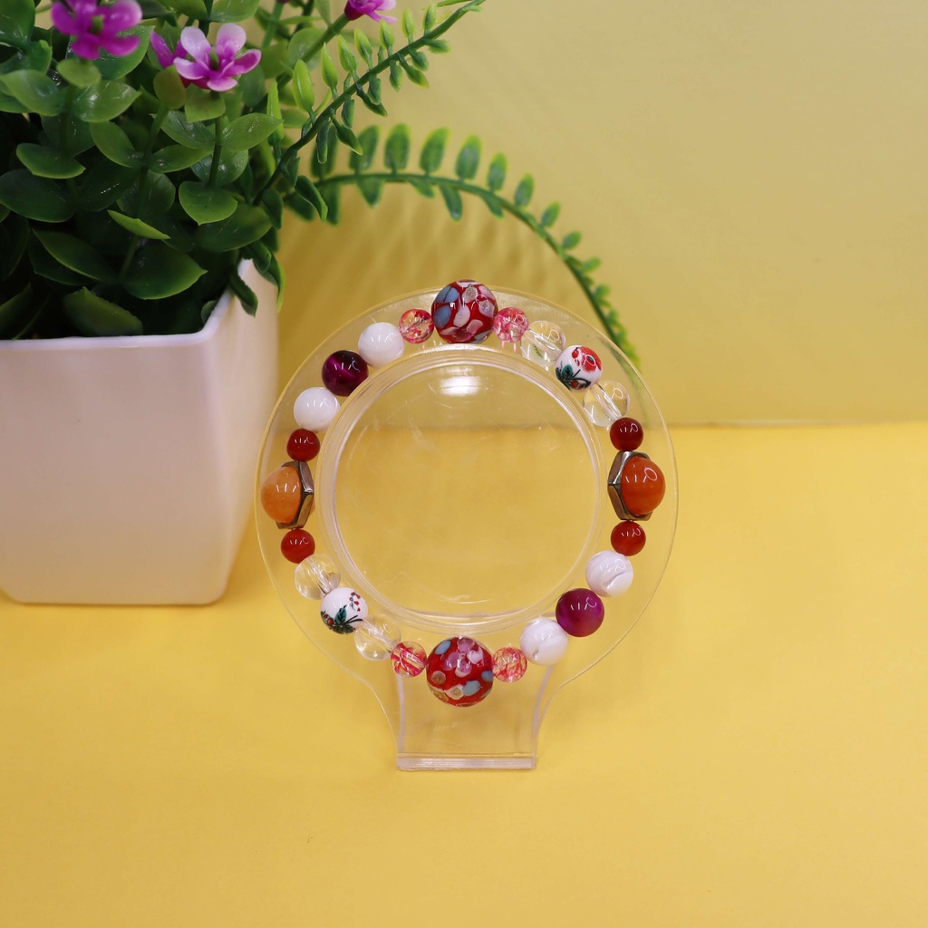 とんぼだまブレスレット（赤系）