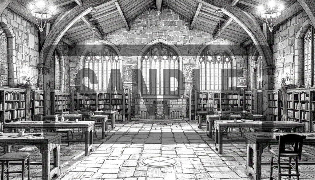 魔術学院の教室・背景素材(線画 / トーン / 濃淡違い 5枚セット)