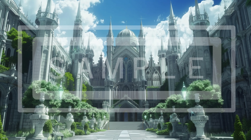 魔術学院・城館の背景線画素材ver3