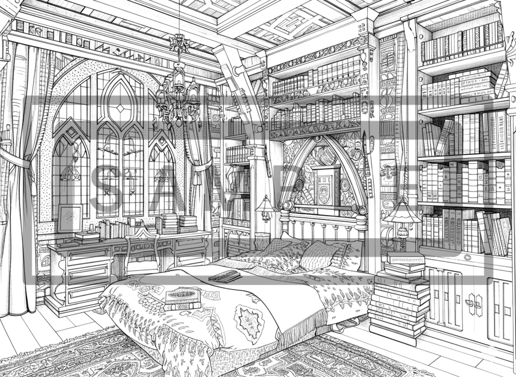 魔術学院・学生寮の背景線画