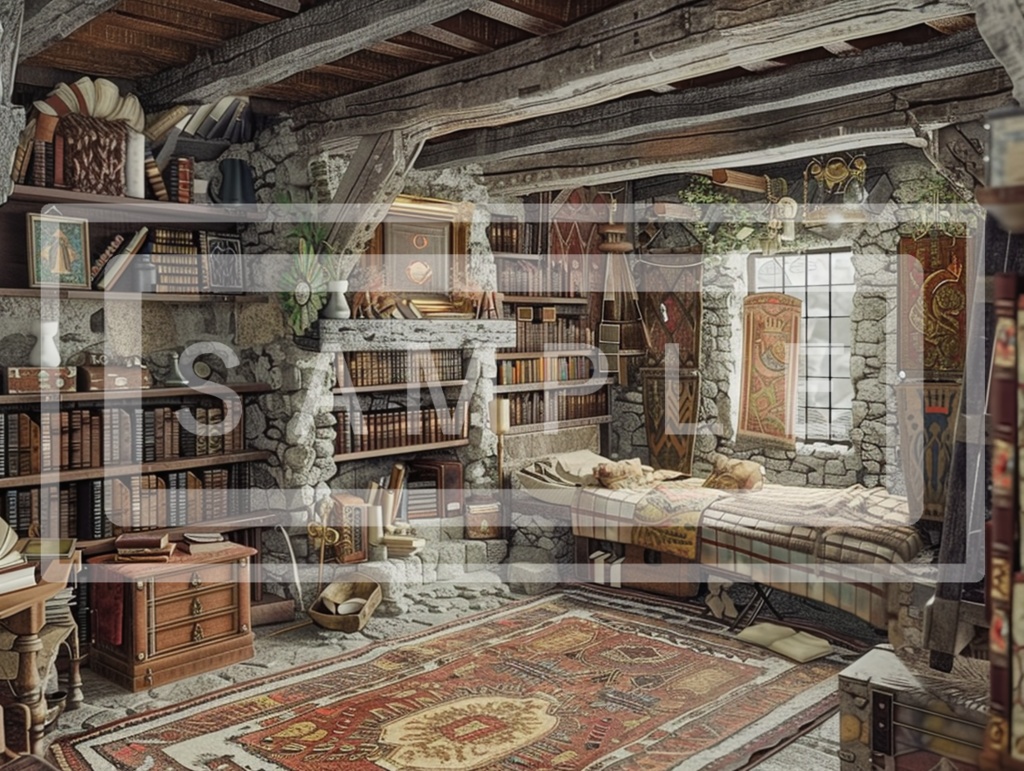 魔術学院・学生寮の背景線画ver2