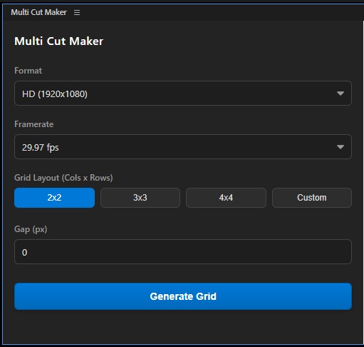 AEで分割画面を簡単に作るツール「マルチカットメイカー」