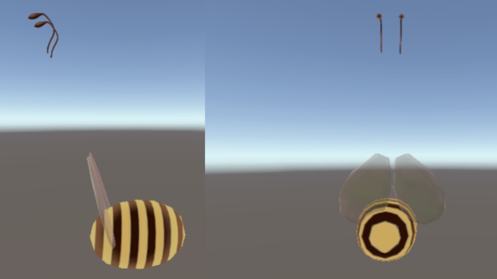 bee ears, tail and wings