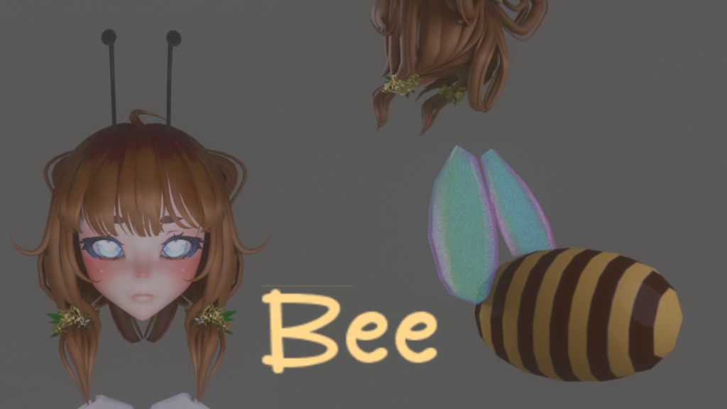 bee ears, tail and wings