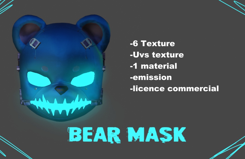 mask bear cyberpunk (Halloween) (licence commercial)