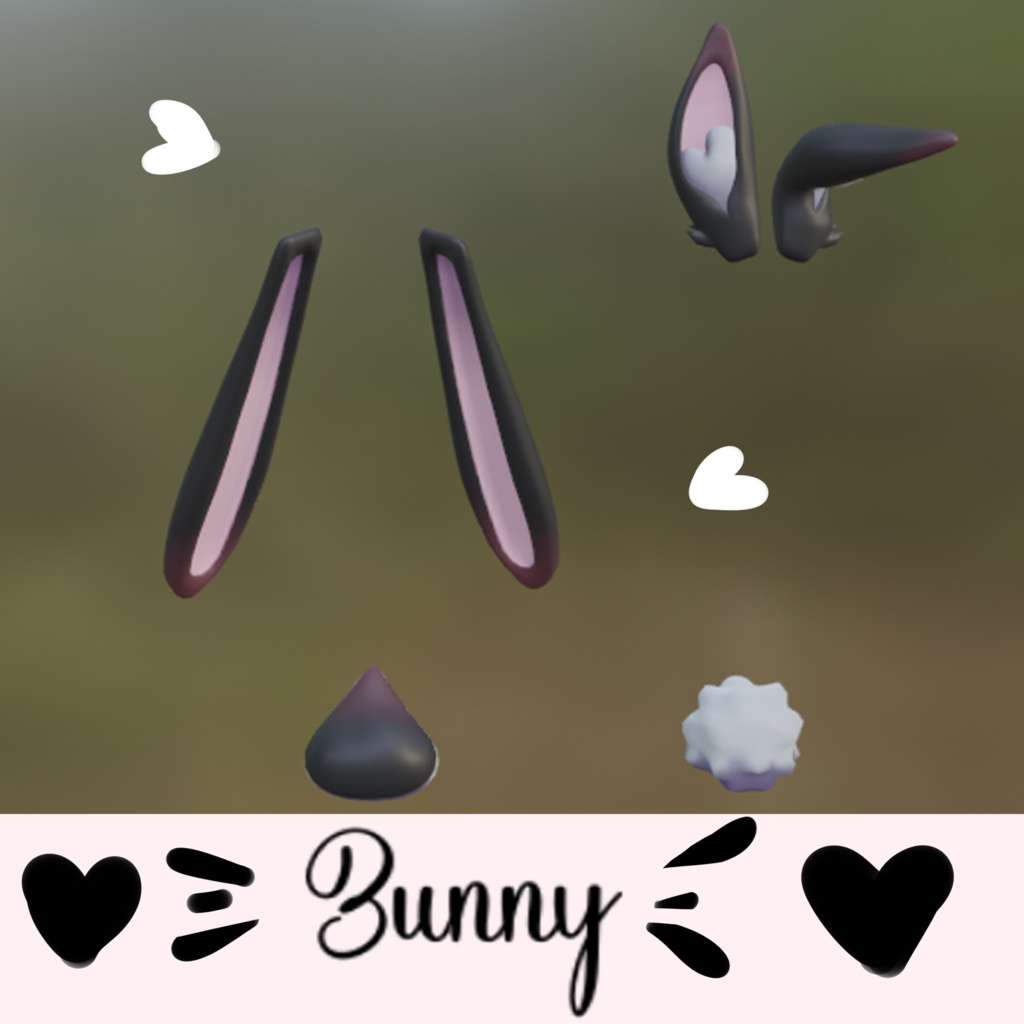 Bunny ears and tail (vrchat) (licence commercial)