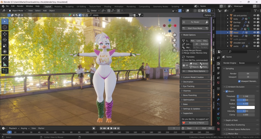 Glamrock chica and toy chica (Vrchat) (Gogoloco)