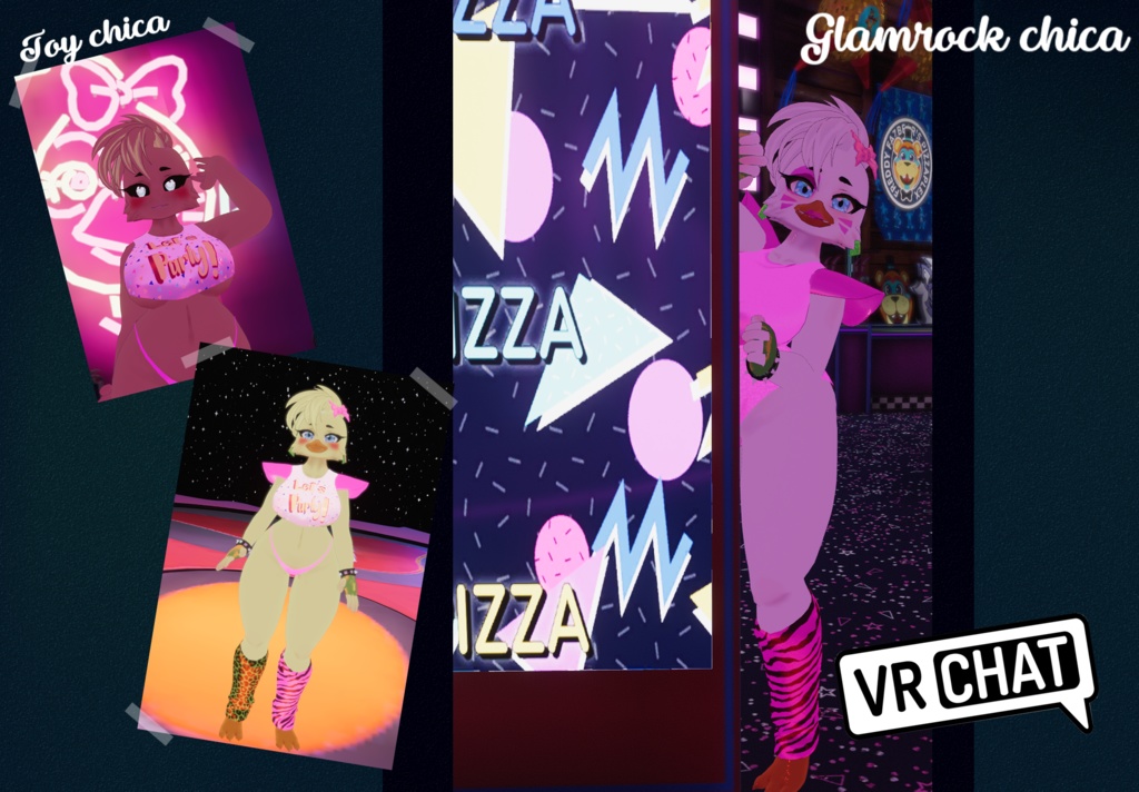 Glamrock chica and toy chica (Vrchat) (Gogoloco)