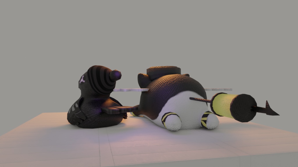 Plushies N and Uzi (Murder drones)