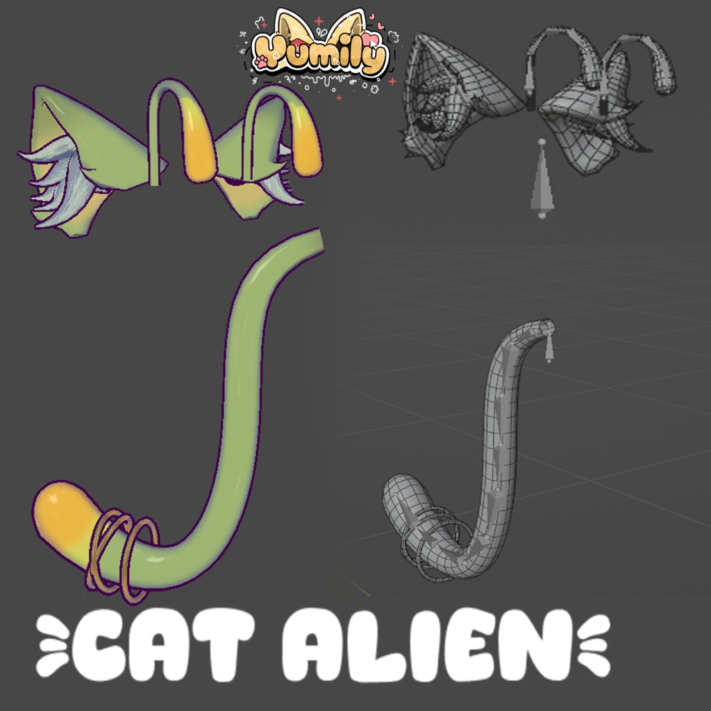 Cat alien ears and tail (LICENCE COMMERCIAL)