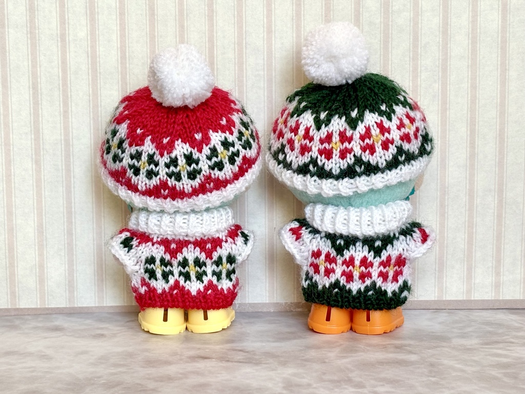 【10cmぬい服】クリスマス🎄 セーター&ハットセット