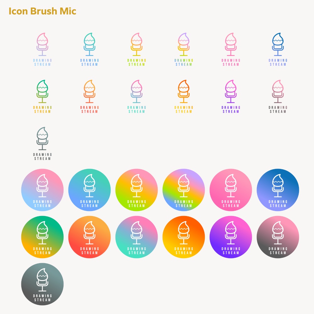 お絵描き配信ロゴ ブラシマイク アイコン【サムネ素材・フリー版あります】