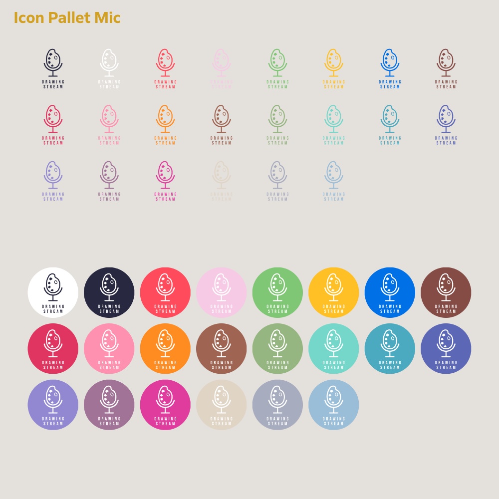 お絵描き配信ロゴ パレットマイク アイコン【サムネ素材・フリー版あります】