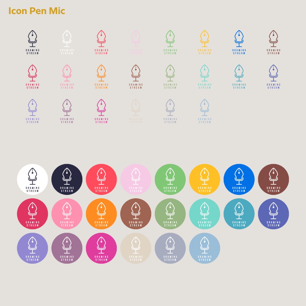 お絵描き配信ロゴ ペンマイク アイコン【サムネ素材・フリー版あります】