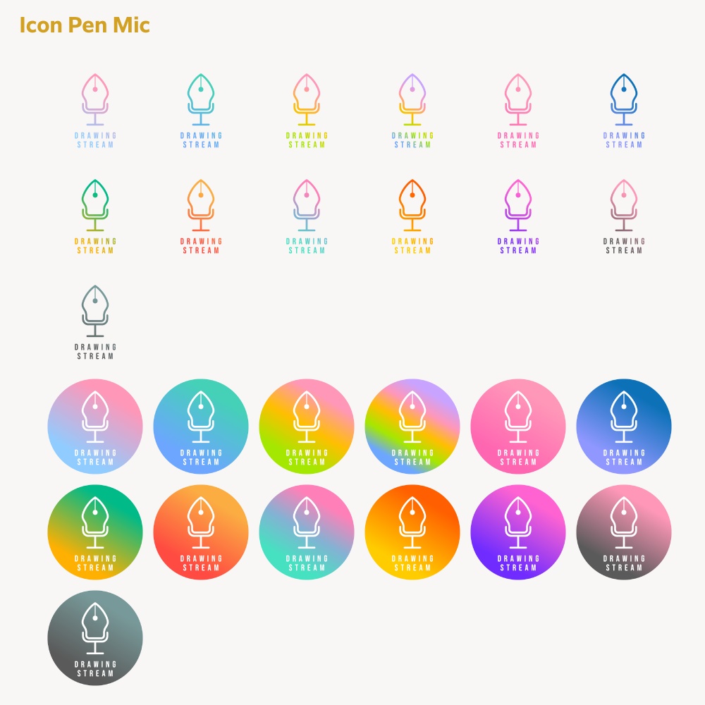 お絵描き配信ロゴ ペンマイク アイコン【サムネ素材・フリー版あります】