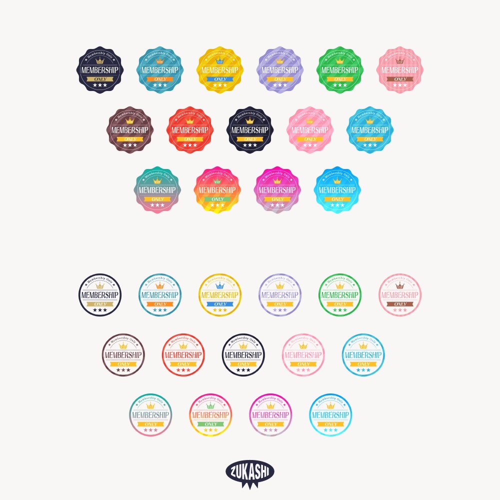 レトロバッジのメンバーシップオンリーロゴ(英語)【フリー素材・サムネ素材】