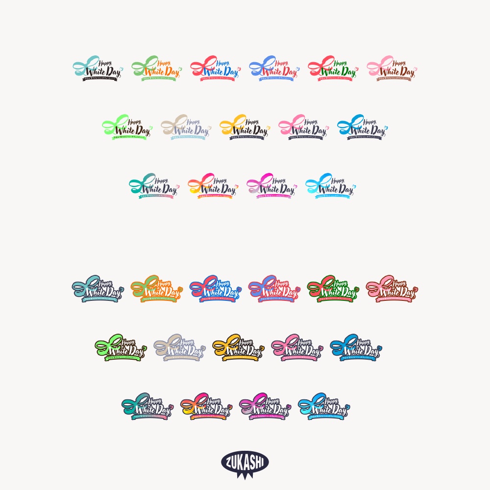 リボンホワイトデー配信ロゴ 【フリー素材・サムネ素材】