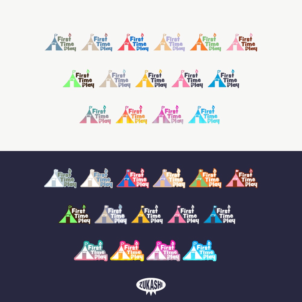 キャンプの初見プレイ配信ロゴ素材【フリー素材・サムネ素材】