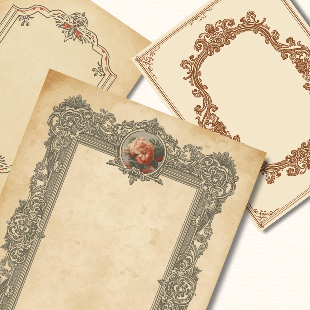 【素材】Vintage Frame Set|コラージュ・12種・ダウンロード・PDF