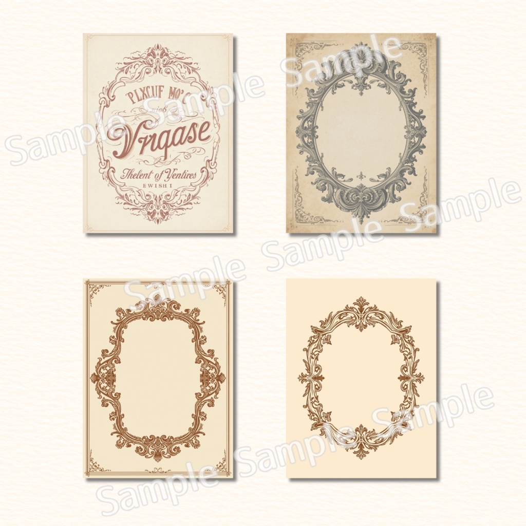 【素材】Vintage Frame Set|コラージュ・12種・ダウンロード・PDF