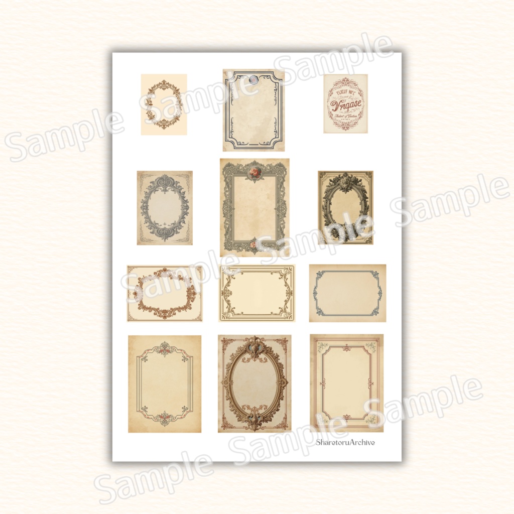 【素材】Vintage Frame Set|コラージュ・12種・ダウンロード・PDF