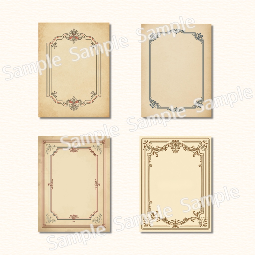 【素材】Vintage Frame Set|コラージュ・12種・ダウンロード・PDF