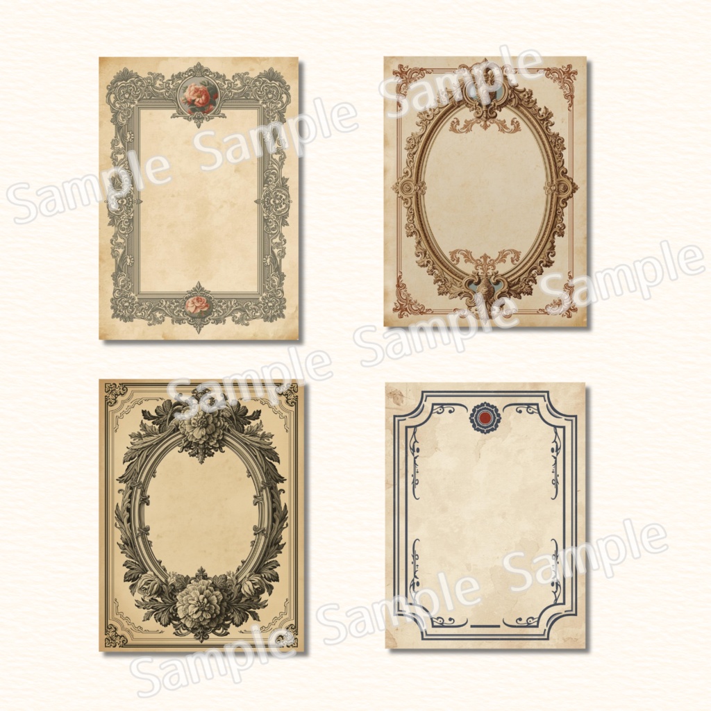 【素材】Vintage Frame Set|コラージュ・12種・ダウンロード・PDF