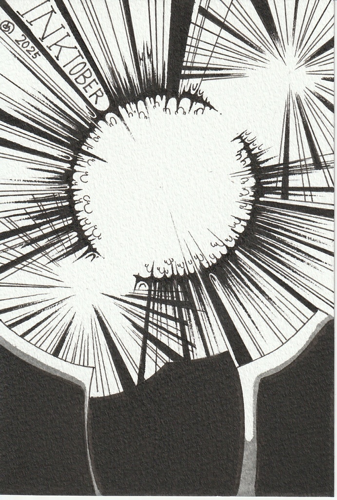 Inktober2025 原画 21 【爆発 突風】