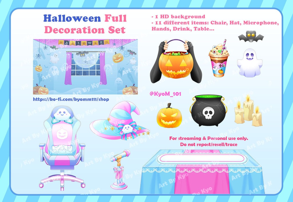 🎃 特別ハロウィンデコレーションセット 4:VTuber配信素材 🎃