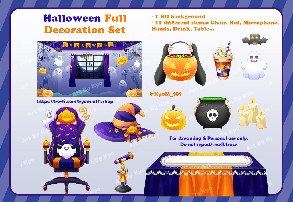 🎃 特別ハロウィンデコレーションセット 2:VTuber配信素材 🎃