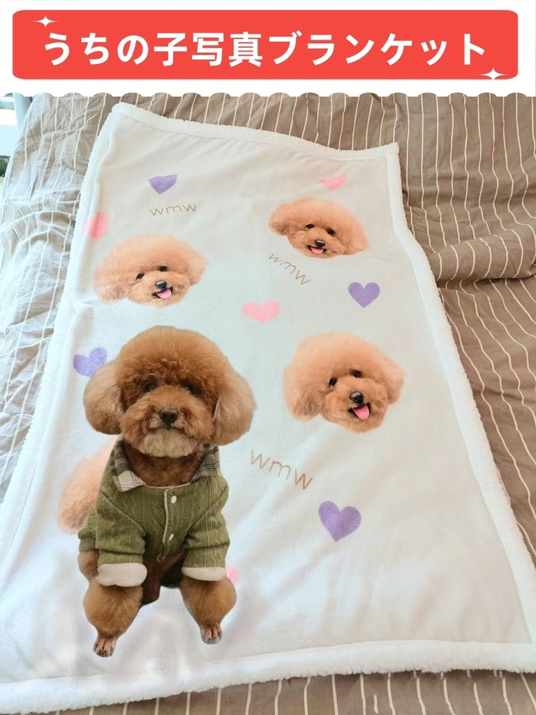 うちの子写真 ブランケット ペット オーダーメイド 毛布・ひざ掛け 冷房対策 暖かい 四季適用