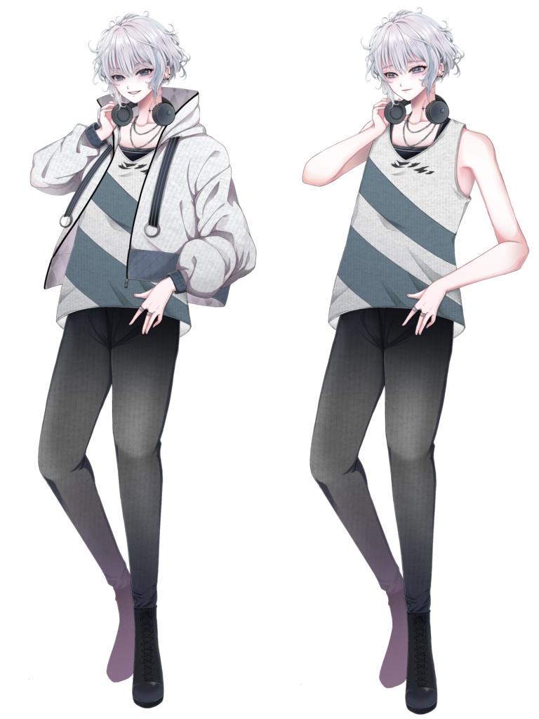 銀髪ジャケットを着た青年 立ち絵素材