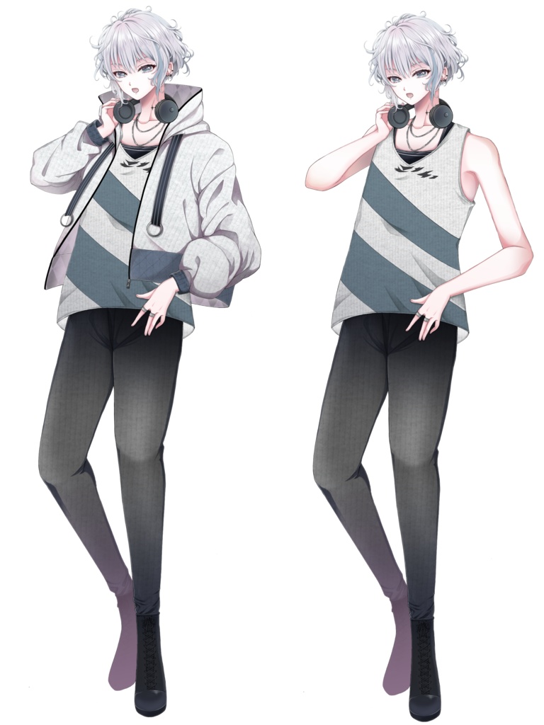 銀髪ジャケットを着た青年 立ち絵素材