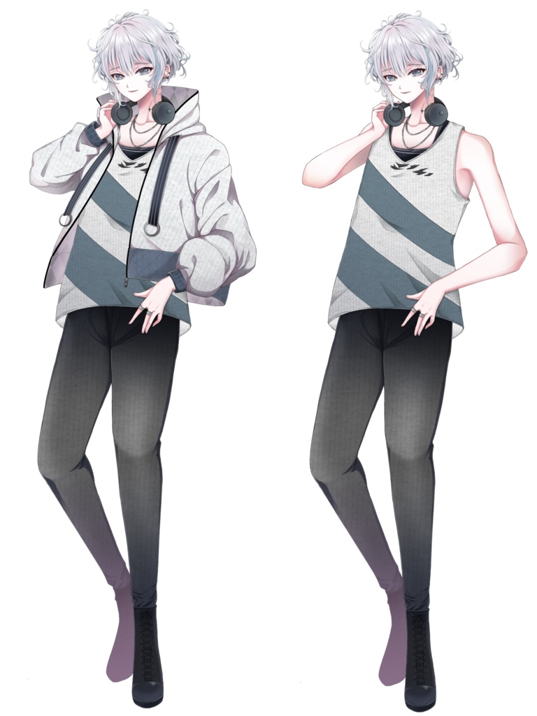 銀髪ジャケットを着た青年 立ち絵素材