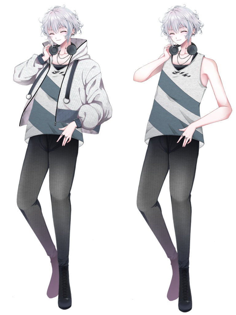 銀髪ジャケットを着た青年 立ち絵素材