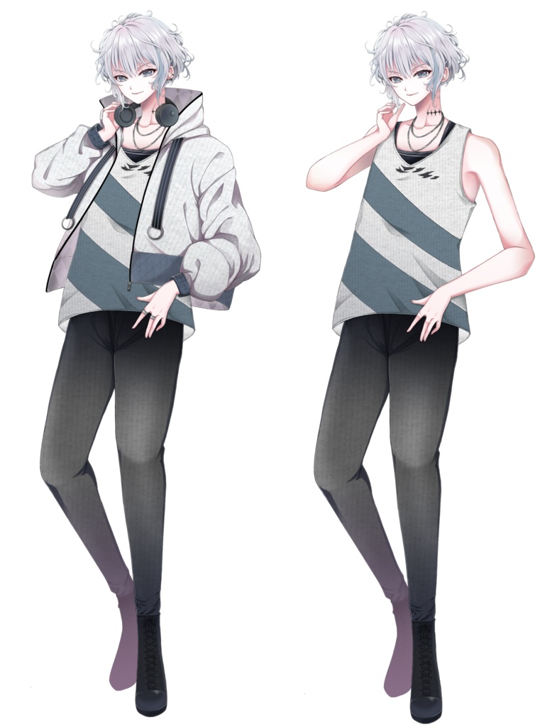 銀髪ジャケットを着た青年 立ち絵素材