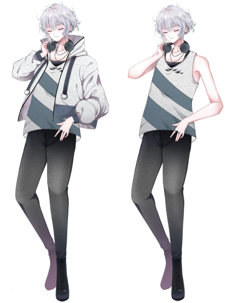 銀髪ジャケットを着た青年 立ち絵素材