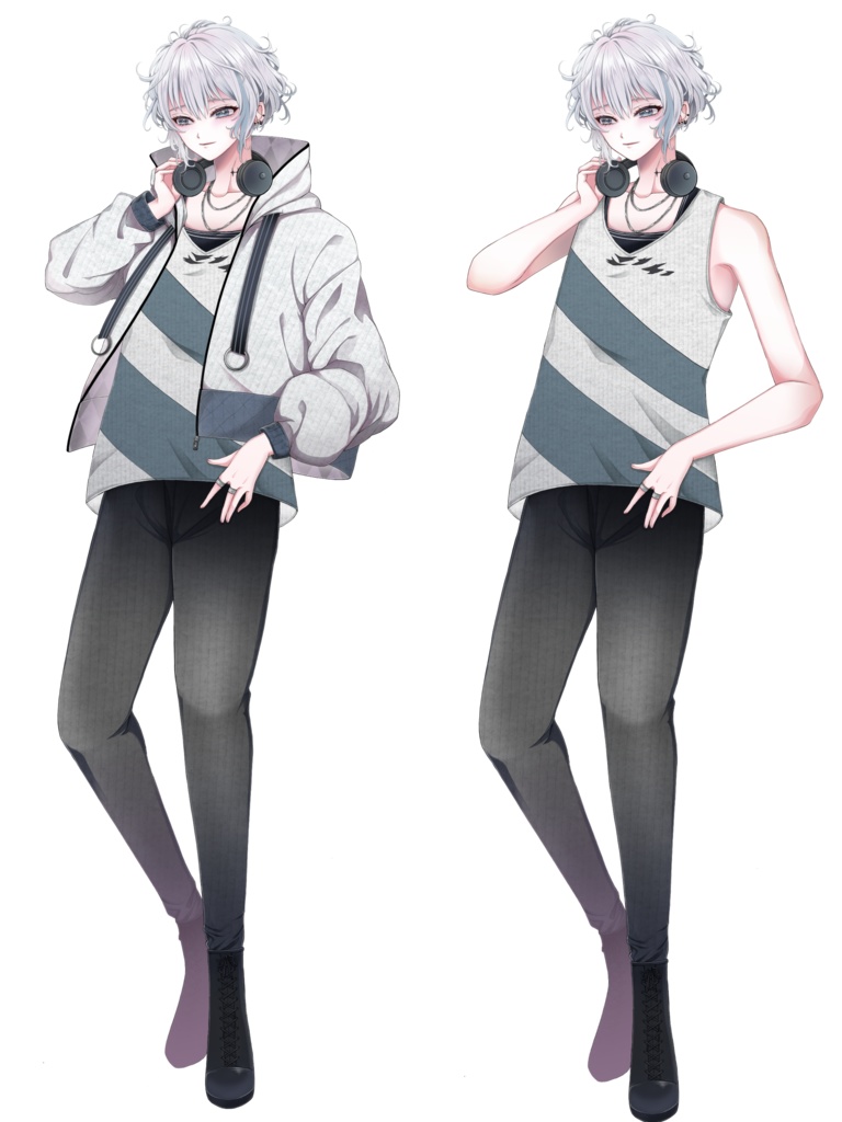 銀髪ジャケットを着た青年 立ち絵素材