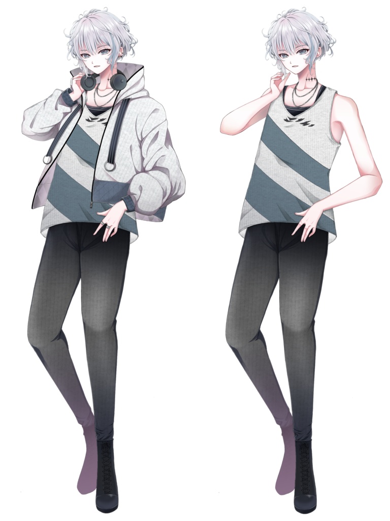 銀髪ジャケットを着た青年 立ち絵素材