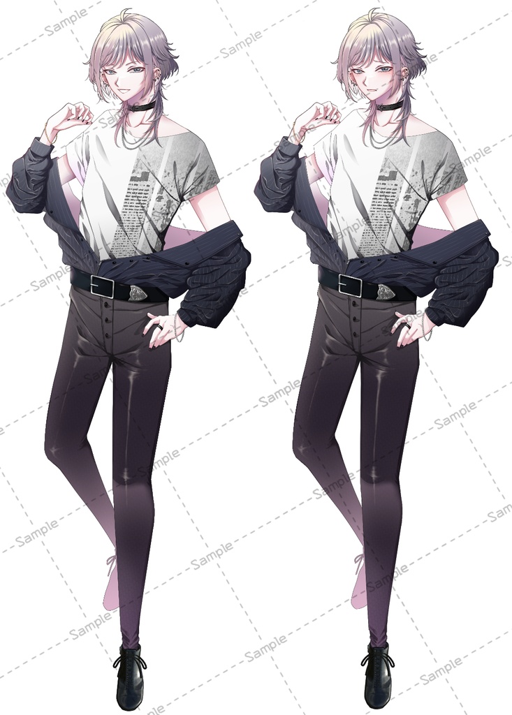 肩落ちジャケット男性立ち絵素材【表情10種】